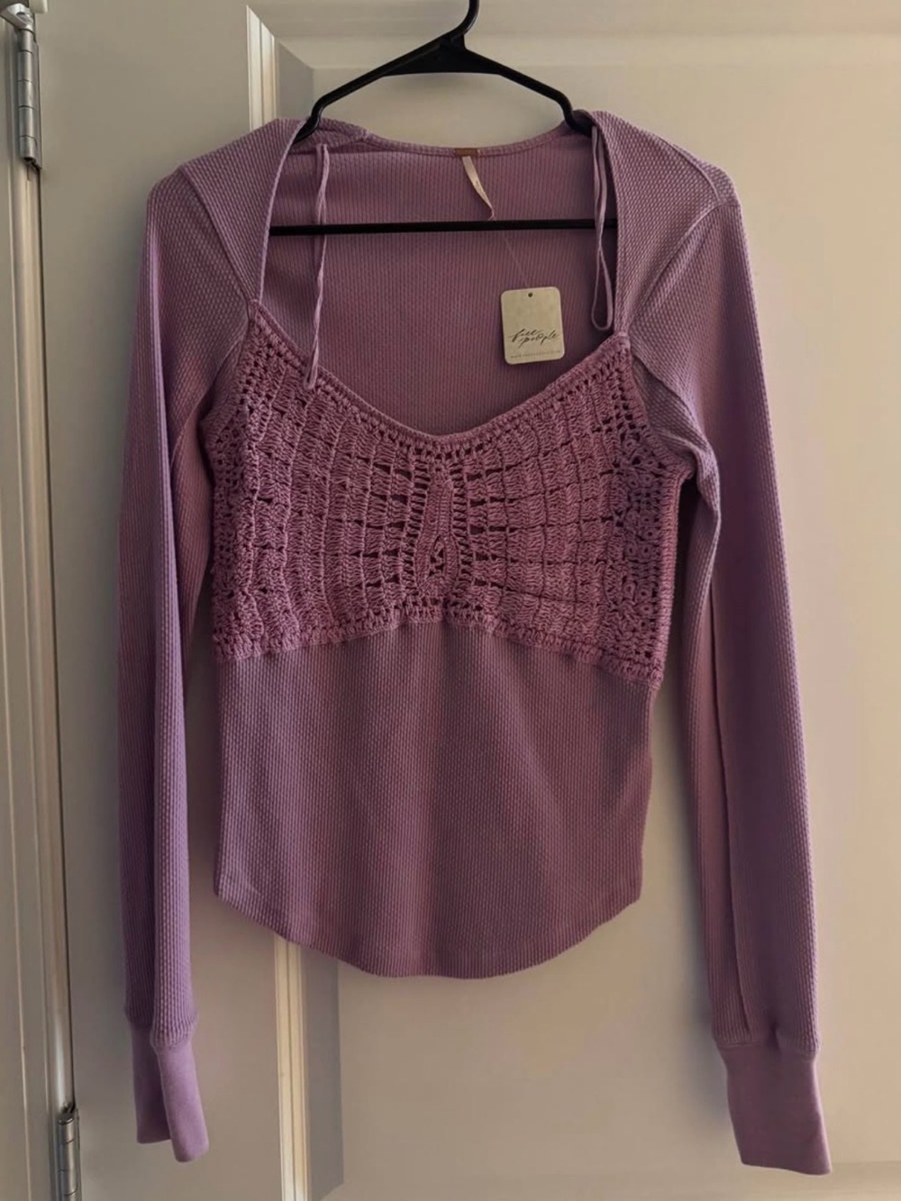 Free People Lavender Crochet Top